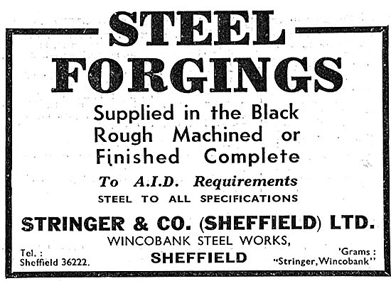 Stringer & Co. Wincobank Steel Works. Sheffield. Steel Forgings  