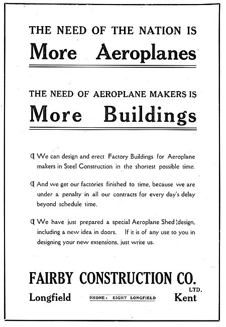 Fairby Contsruction Co - Longfield, Kent. Aeroplane Hangars      