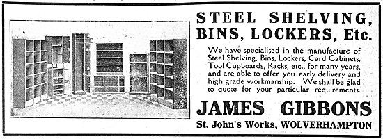  James Gibbons Steel Shelving & Bins 1916                        