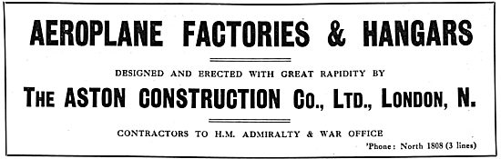 The Aston Construction Co Ltd. Aeroplane Factories & Hangars     