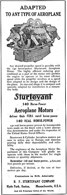 Sturtevant Aeroplane Motors - Hyde Park Boston Mass              