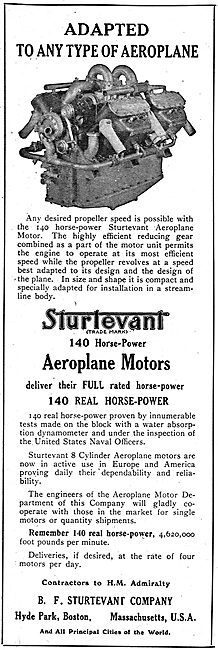 Sturtevant Aeroplane Motors Can Be Adapted To Any Aeroplane      