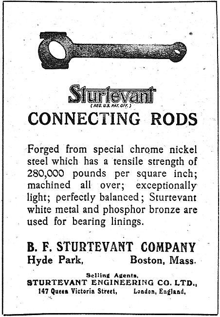 Sturtevant Aeronautical Engine Connecting Rods                   