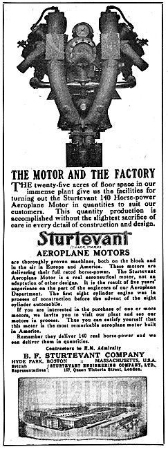 Sturtevant Aeroplane Motors 1917 Advertisement                   