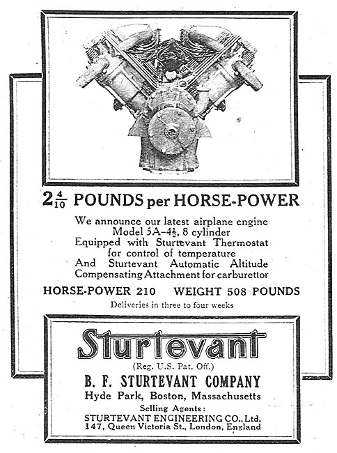 Sturtevant Aero Engines 1917                                     