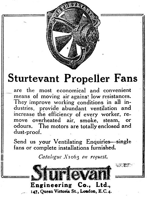 Sturtevant Propeller Fans For Factories                          