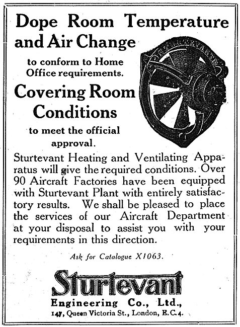 Sturtevant Heating & Ventilation Systems For Aircraft Factories  