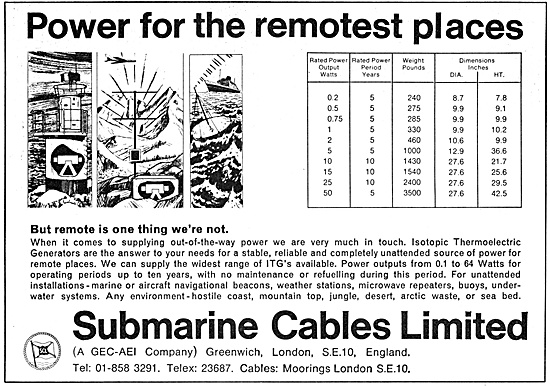 Submarine Cables Isotopic Thermoelectric Generators              