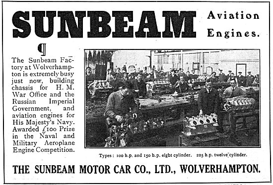 Sunbeam 100 & 150 HP 8 Cylinder Aviation Engines                 