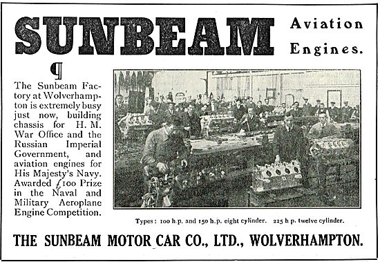 Sunbeam-Coatalen 100 & 150 HP Aviation Engines In Production     