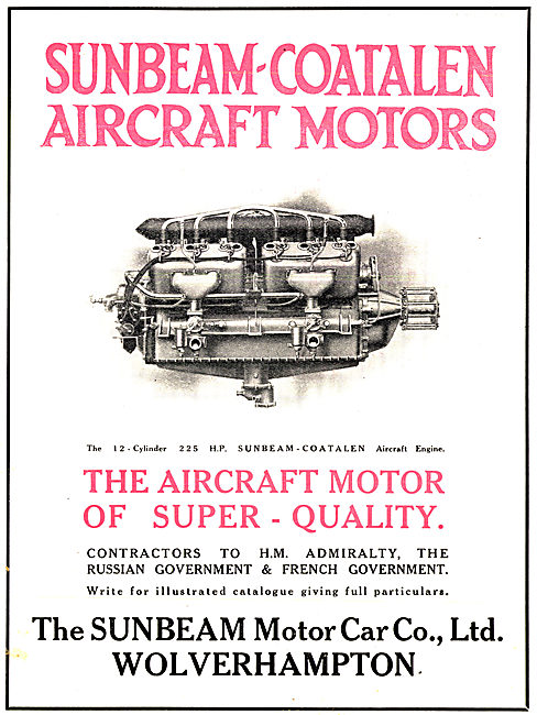 Sunbeam-Coatalen Aircraft Engines 1916                           