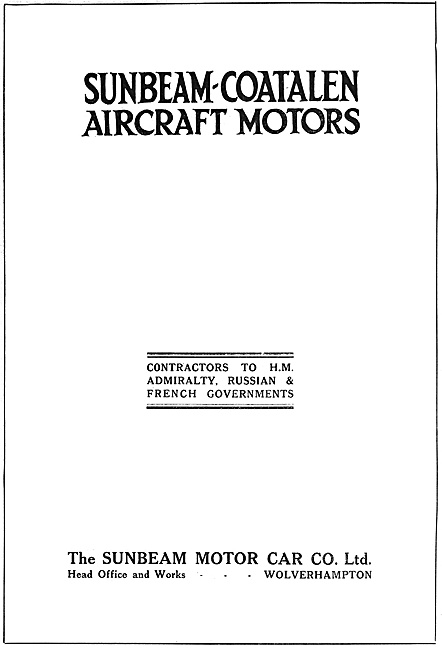 Sunbeam-Coatalen Aero Engines 1916                               