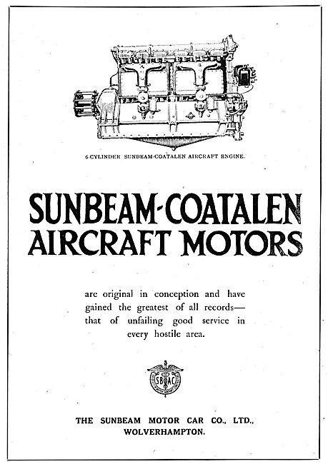 Sunbeam -Coatalen Aircraft Motors. 6 Cylinder Aero Engine        