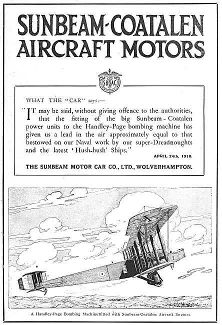 Sunbeam-Coatalen Aero Engines 1918                               