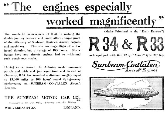 Sunbeam-Coatalen Maori Aero Engines - R34 R33                    
