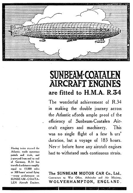 Sunbeam-Coatalen Aircraft Engines - Airship HMA34                