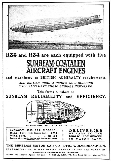 Sunbeam-Coatalen Aircraft Engines Airships R33 R34               