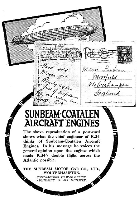 Sunbeam-Coatalen Aircraft Engines - Airship                      