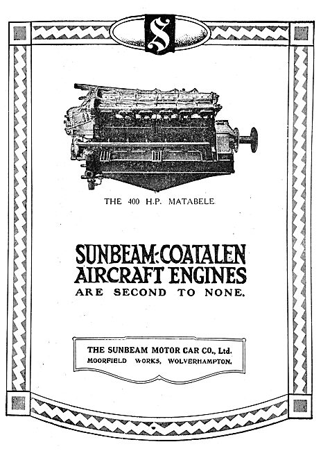 Sunbeam-Coatalen Matabele Aircraft Engine                        