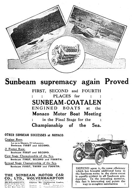 Sunbeam-Coatalen Motor Boat Engines                              