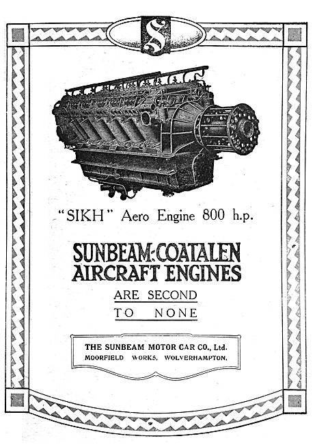 Sunbeam-Coatalen Sikh Aero Engine 1920                           
