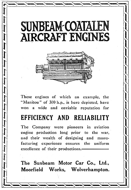 Sunbeam-Coatalen Manitou Aero Engine 1920                        