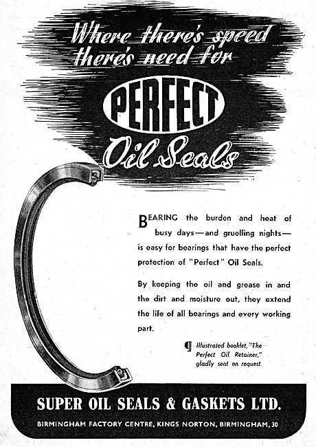 Super Oil Seals. Oil Seals 1942 Advert                           