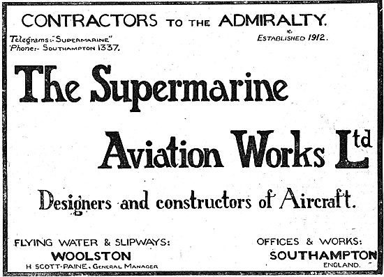 The Supermarine Aviation Works Ltd. Flying Water At Woolston     