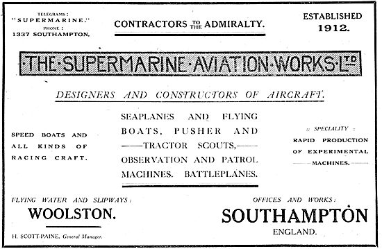 Supermarine Aviation - WW1 Military Aeroplanes                   