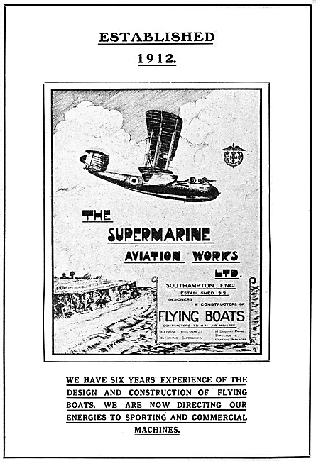 Supermarine Flying Boats 1919  Advert                            