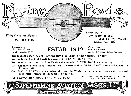 Supermarine Flying Boats 1920 Advert                             