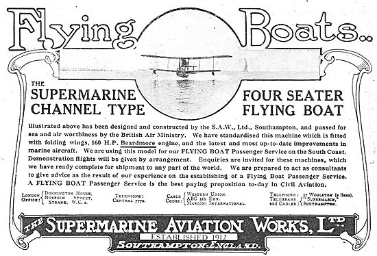 Supermarine Channel Type Four Seater Flying Boats                