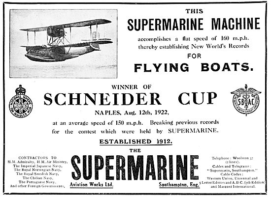 Supermarine Flying Boats - Schneider Cup Winner 1922             
