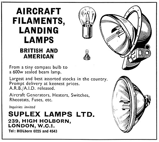 Suplex Lamps - Aircraft Filaments & Landing Lamps                