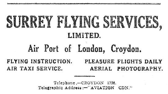 Surrey Flying Services Croydon 1930                              