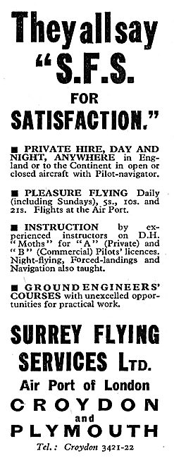 Surrey Flying Services. SFS Croydon & Plymouth                   