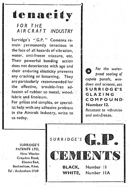 Surridges Patents - Adhesives & Sealants. G.P.Cements            