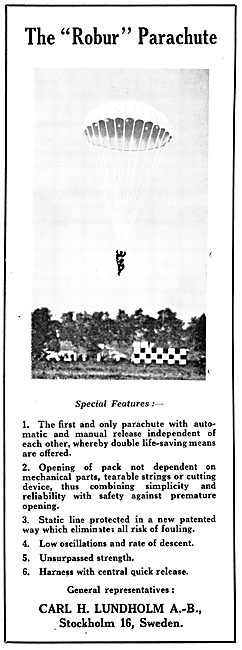 Carl A. Lundholm Robur Parachutes 1931                           