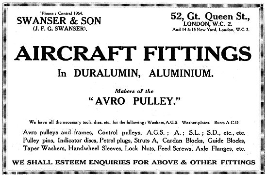 Swanser & Son - Aircraft Fittings In Duralumin                   