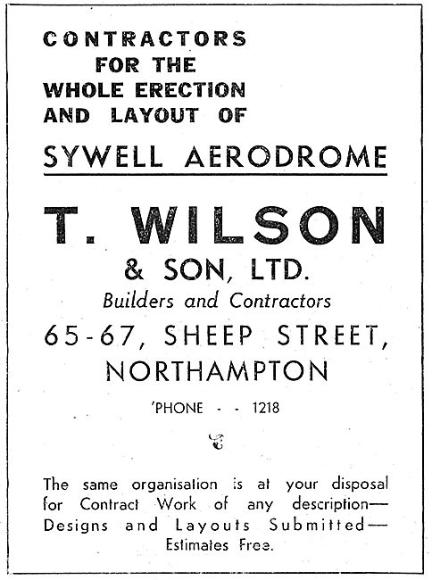 T.Wilson & Son Contractors For Erection Of Sywell Aerodrome      