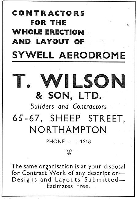 T.Wilson & Son. Sheep St, Northhampton: Sywell Aerodrome         