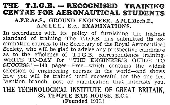 The Technological Institute Of Great Britain - Ground Engineers  