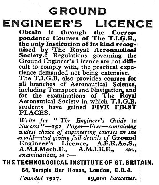 The Technological Institute Of Great Britain - Ground Engineers  