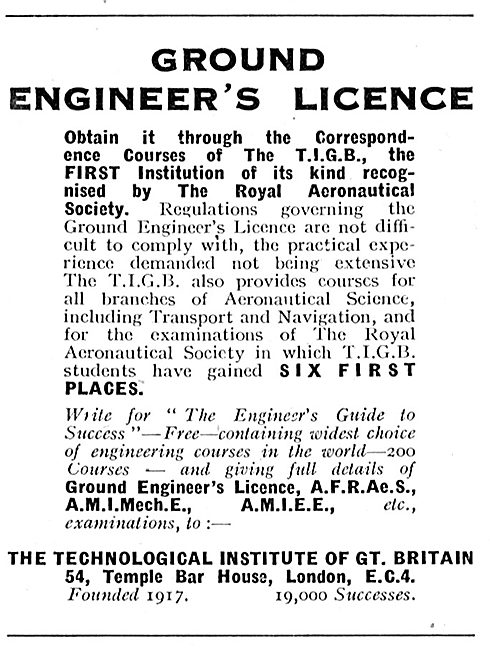 The Technological Institute Of Great Britain - Ground Engineers  