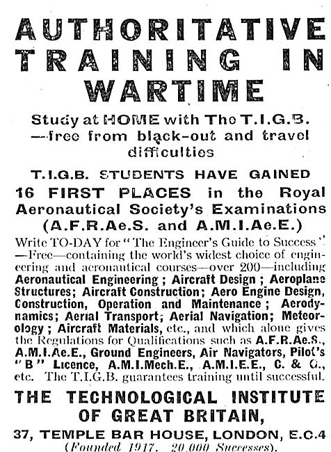 The Technological Institute Of Great Britain - Ground Engineers  