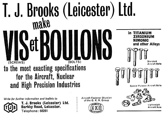 T.J.Brooks Leicester  - Aircraft Parts Manufacturers. AGS        