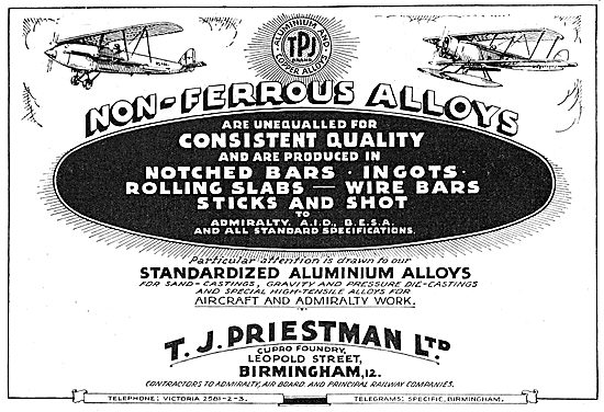 T.J.Priestman Ltd. Leopold St, Birmingham. Non Ferrous Alloys    
