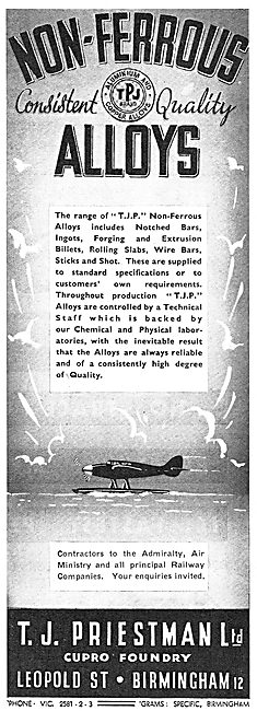 T.J.Priestman Ltd. Leopold St, Birmingham. Non Ferrous Alloys    