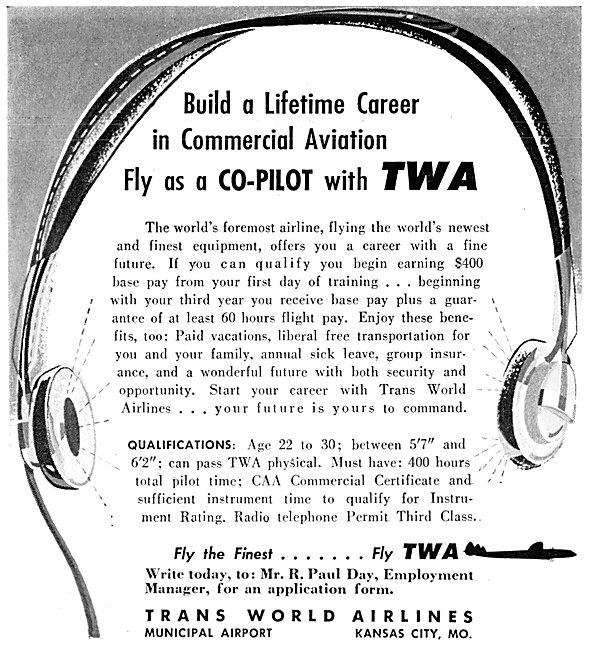 TWA Trans World Airlines Pilot Recruitment 1957                  