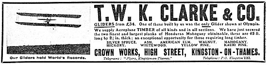 T.W.K. Clarke - Aeroplanes, Gliders,Propellers & Accessories     